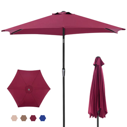7.5ft Patio Umbrella with Tilt and Crank Button & 8 Sturdy Ribs Waterproof, Patio Table Umbrella Perfect for Poolside, Terrace, Beach and Outdoor Restaurant