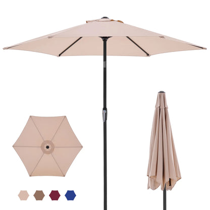 7.5ft Patio Umbrella with Tilt and Crank Button & 8 Sturdy Ribs Waterproof, Patio Table Umbrella Perfect for Poolside, Terrace, Beach and Outdoor Restaurant