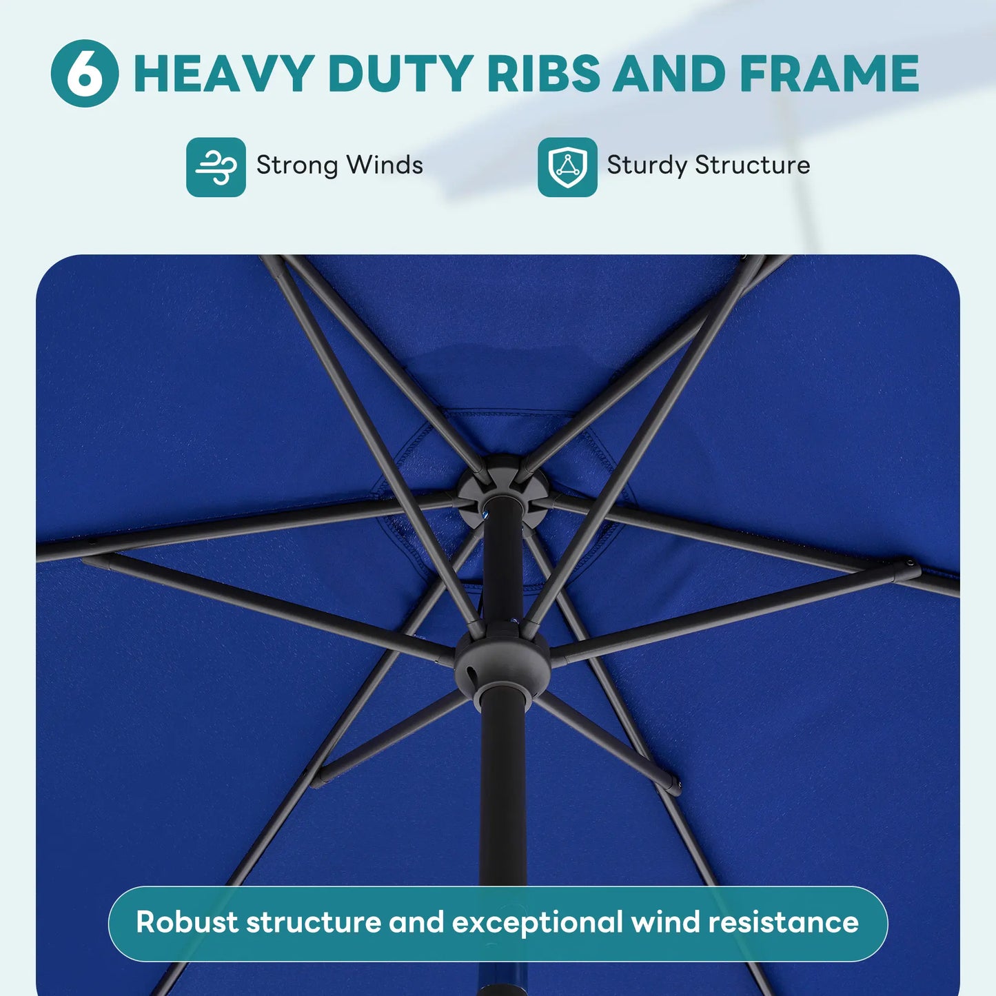 7.5ft Patio Umbrella with Tilt and Crank Button & 8 Sturdy Ribs Waterproof, Patio Table Umbrella Perfect for Poolside, Terrace, Beach and Outdoor Restaurant